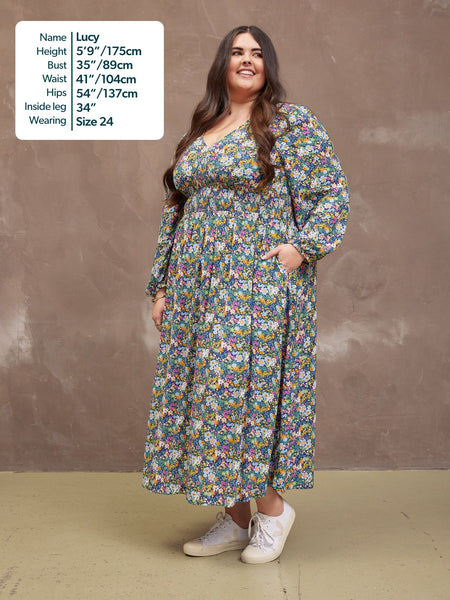 Maddie V-Neck Dress - Multi Coloured Floral
