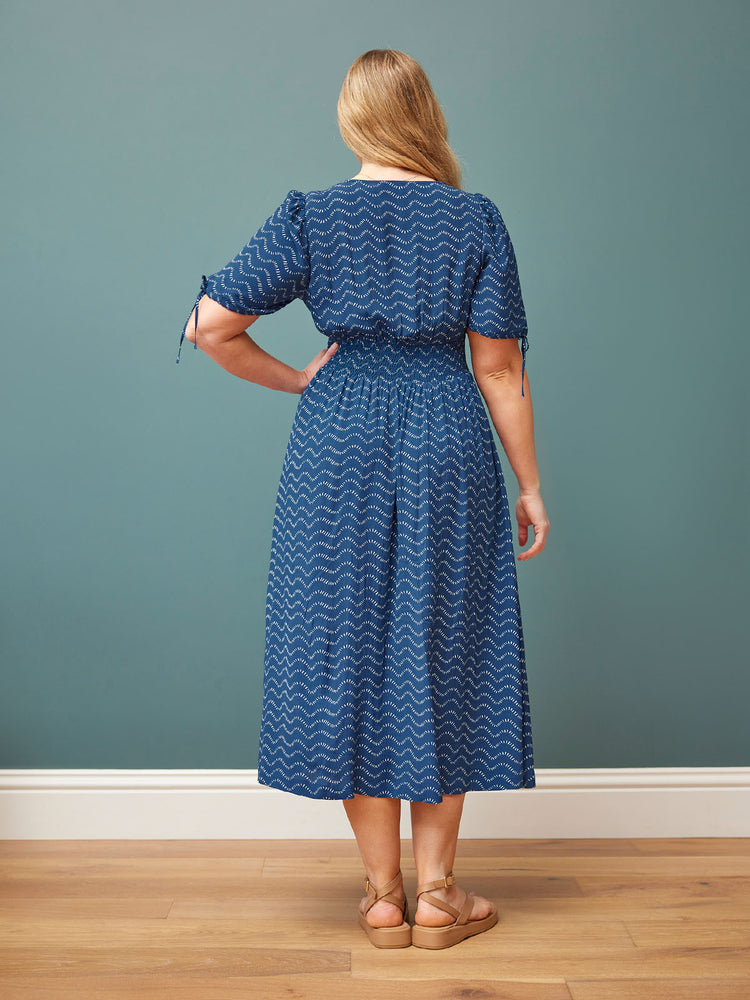 Maddie Wave Print Midi Dress