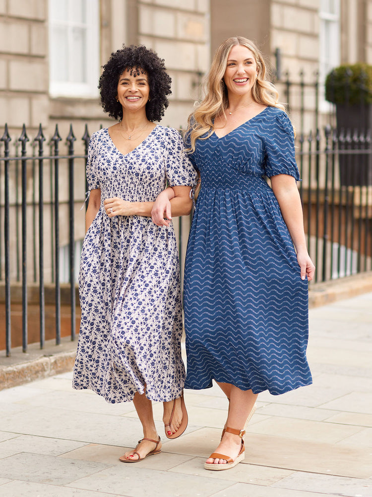 Maddie Wave Print Midi Dress