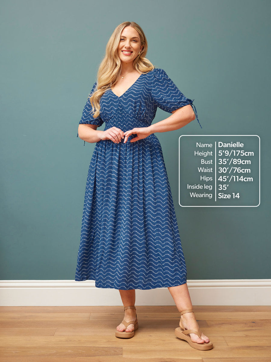 Maddie Wave Print Midi Dress