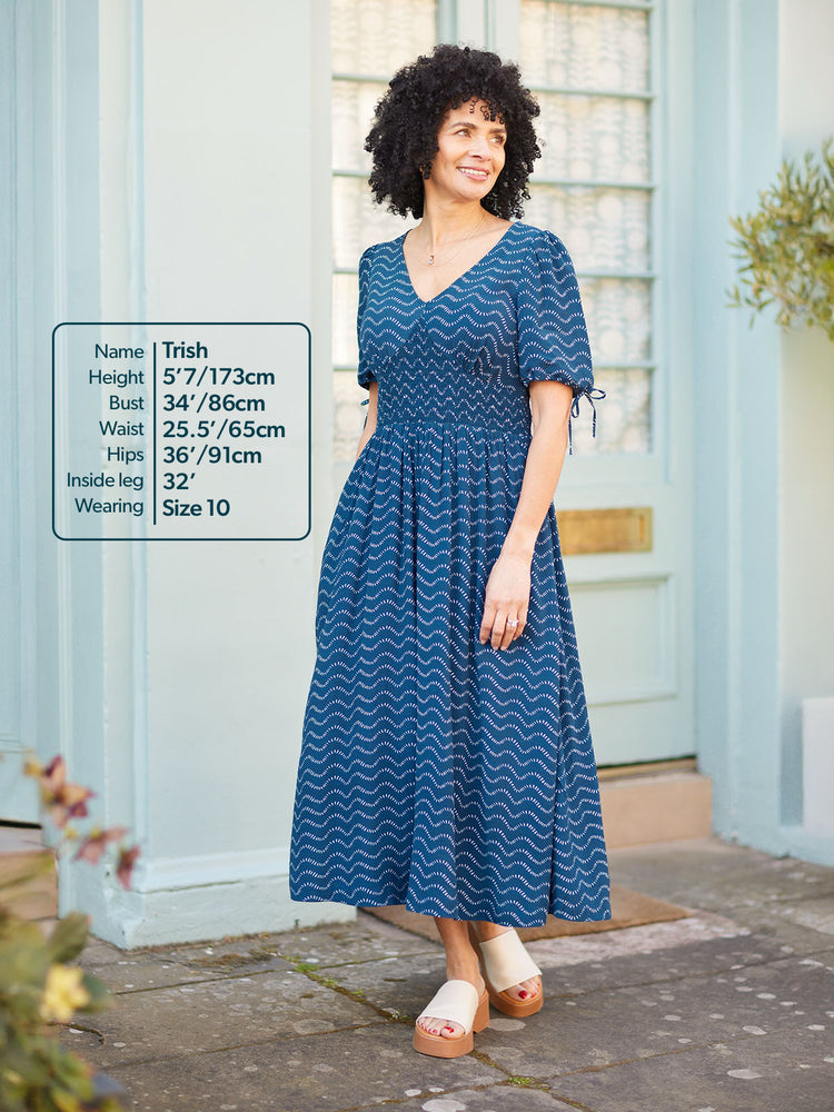 Maddie Wave Print Midi Dress