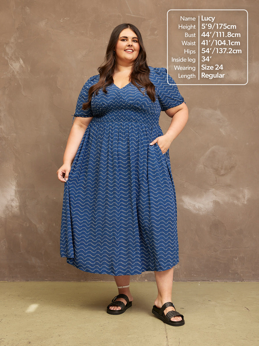 Maddie Wave Print Midi Dress