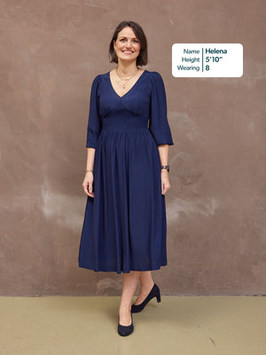 Maddie V-Neck Dress - Navy
