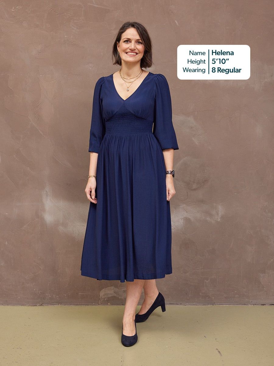 Maddie V-Neck Dress - Navy  This is Unfolded