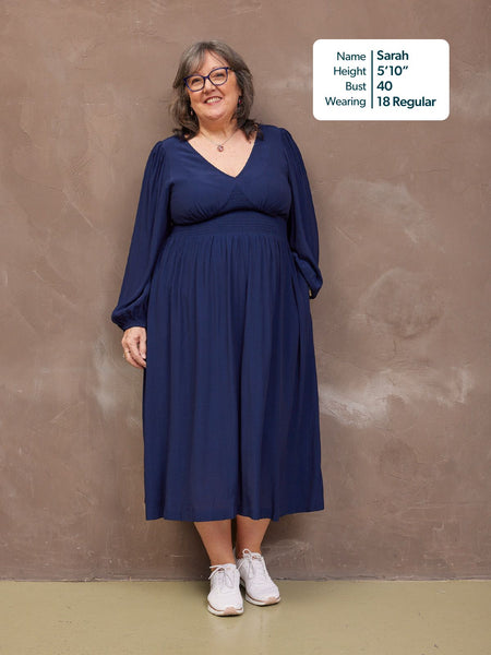 Maddie V-Neck Dress - Navy