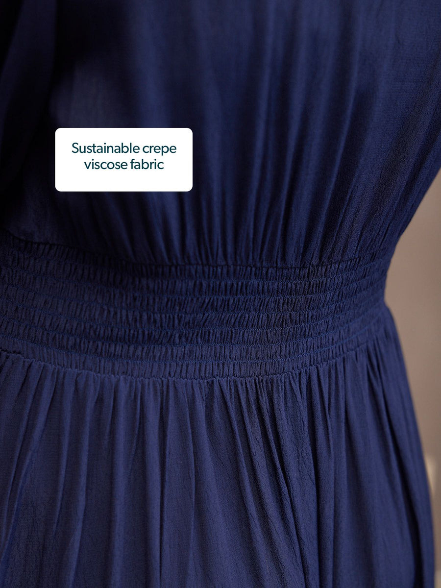 Maddie V-Neck Dress - Navy