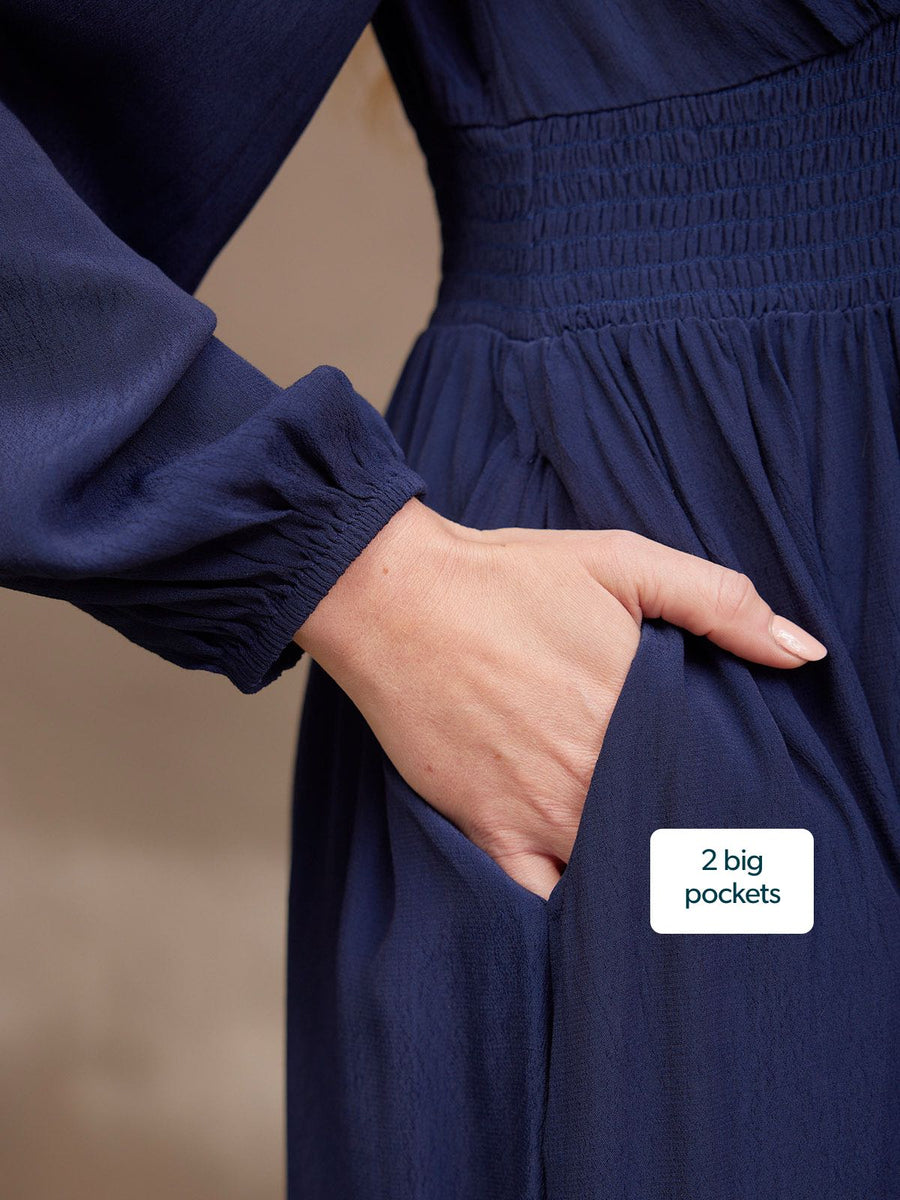 Maddie V-Neck Dress - Navy