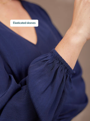 Maddie V-Neck Dress - Navy