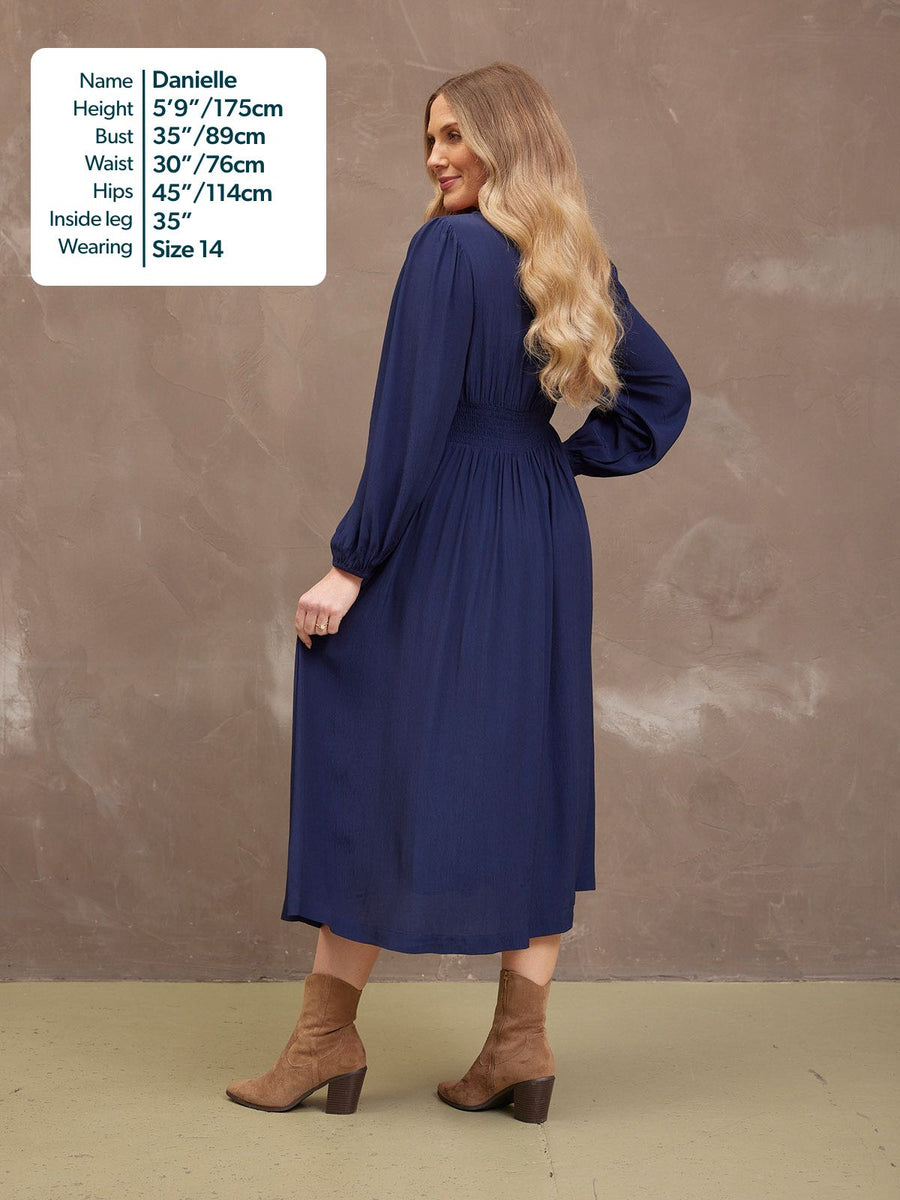 Maddie V-Neck Dress - Navy