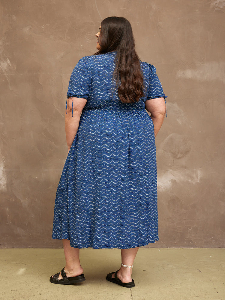 Maddie Wave Print Midi Dress