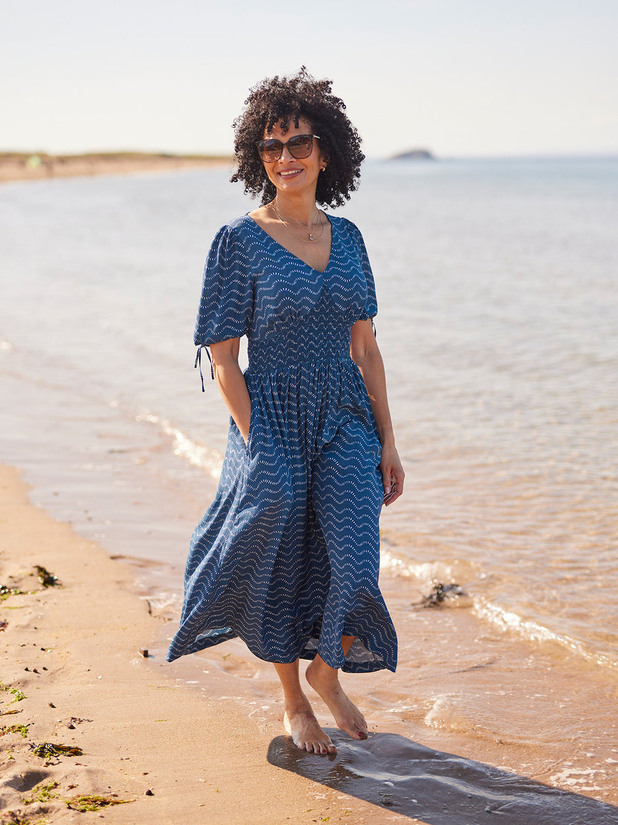 Maddie Wave Print Midi Dress