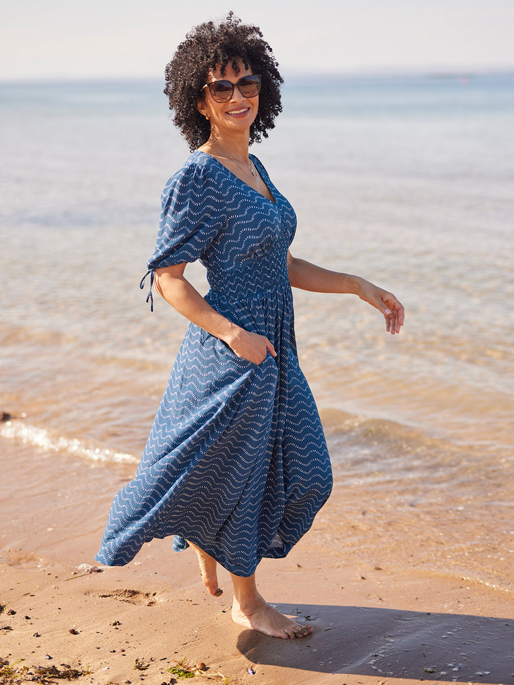 Maddie Wave Print Midi Dress