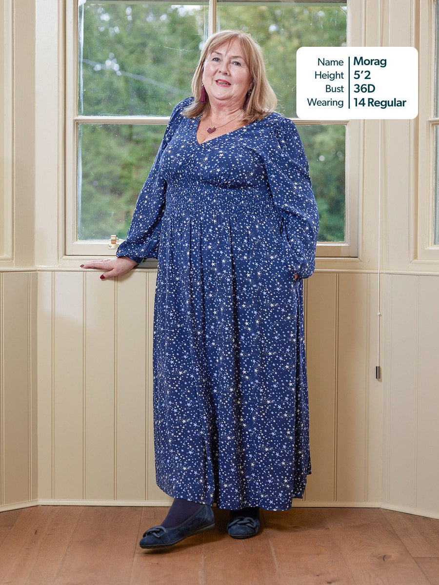 Maddie Dress - Navy Star Print