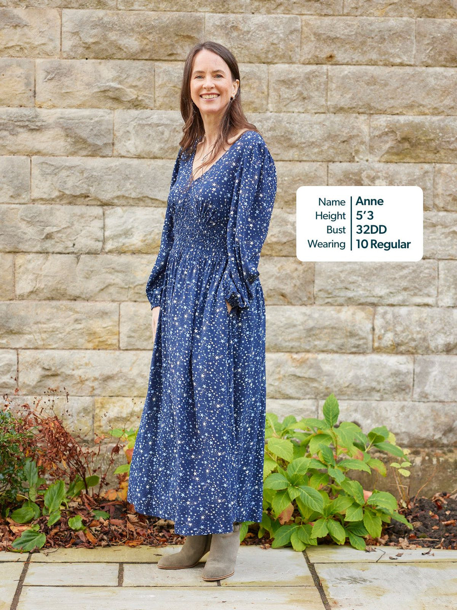 Maddie Dress - Navy Star Print