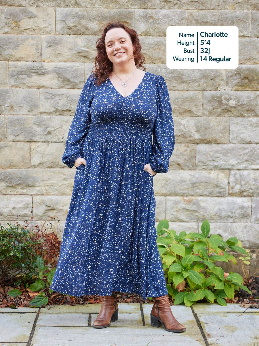 Maddie Dress - Navy Star Print