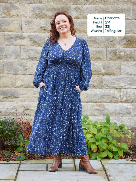 Maddie Dress - Navy Star Print