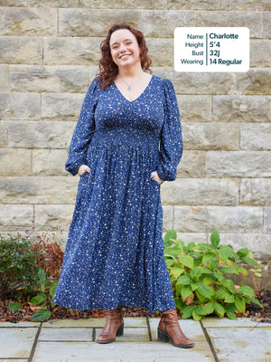 Maddie Dress - Navy Star Print