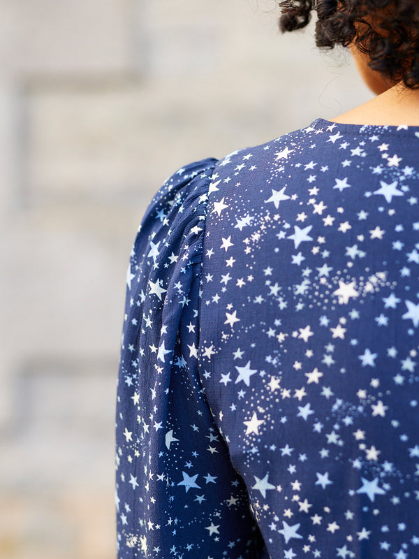 Maddie Dress - Navy Star Print