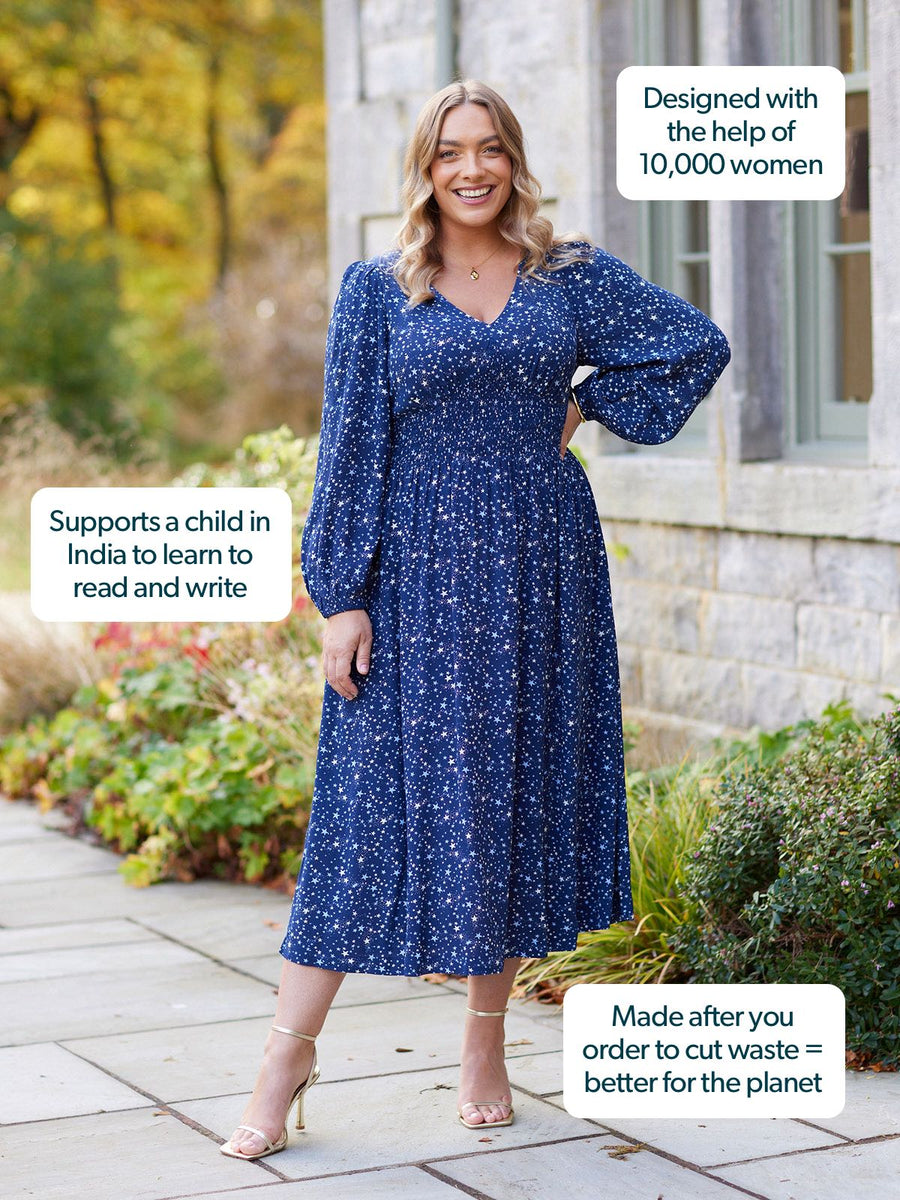 Maddie Dress - Navy Star Print
