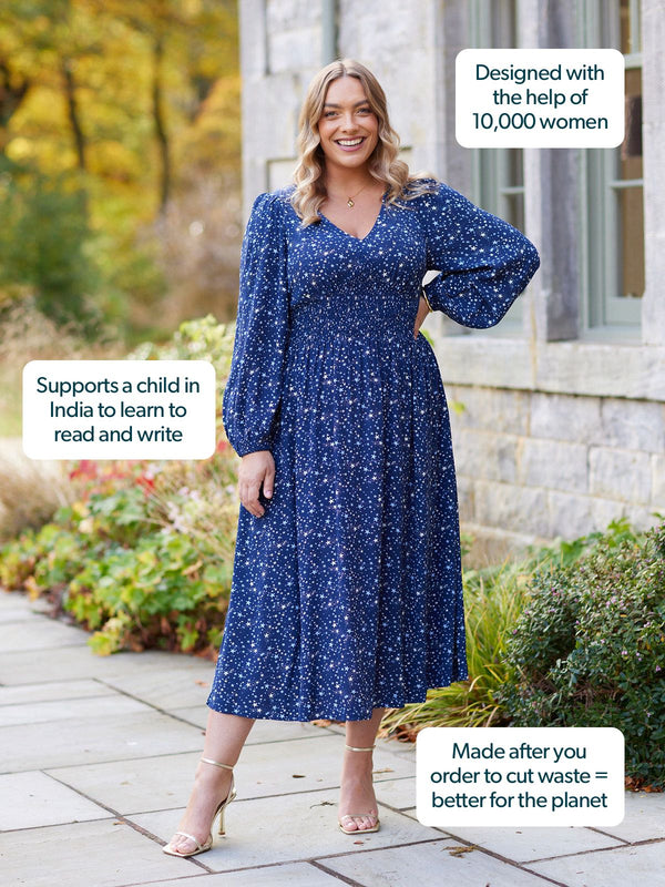 Maddie Dress - Navy Star Print