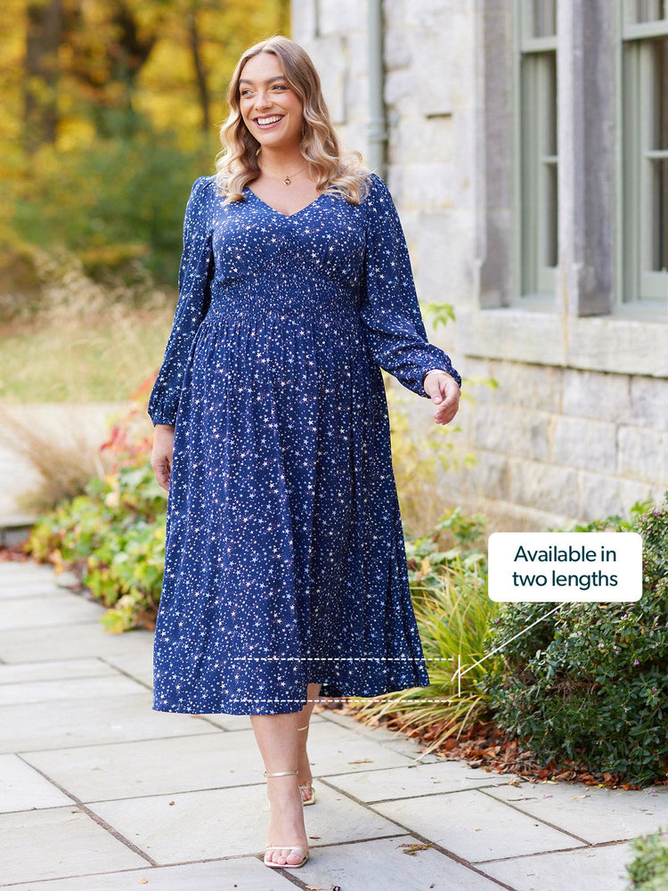 Maddie Dress - Navy Star Print