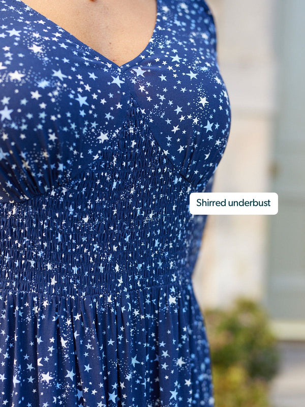 Maddie Dress - Navy Star Print