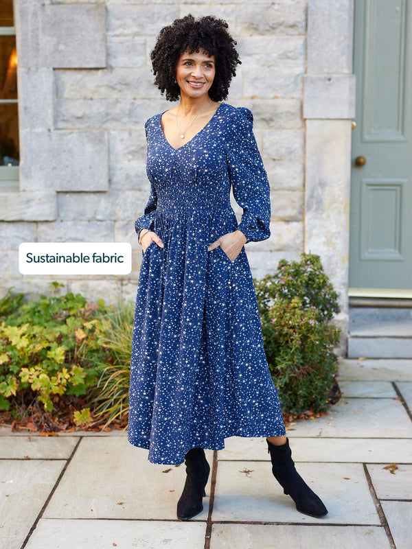 Maddie Dress - Navy Star Print