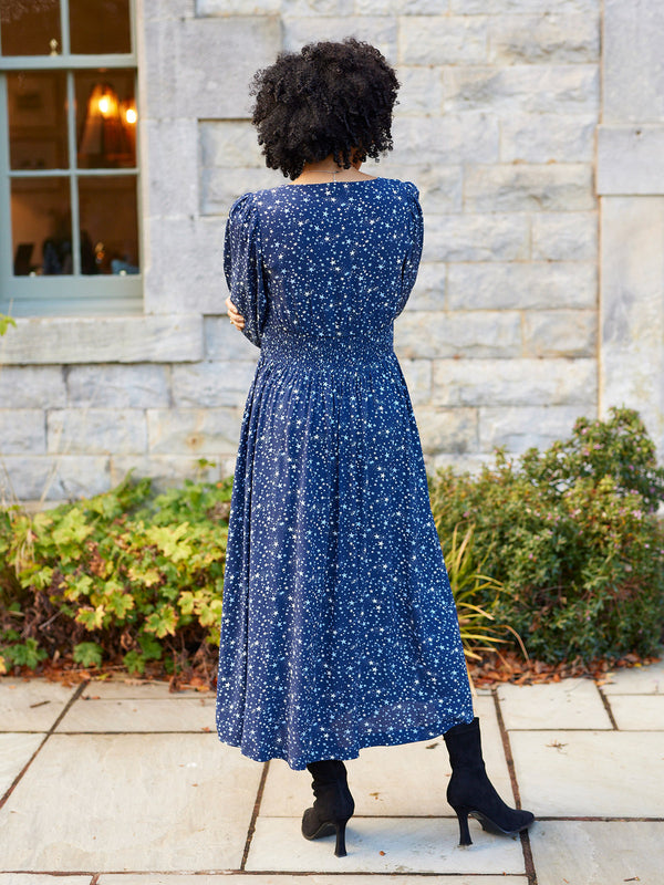 Maddie Dress - Navy Star Print