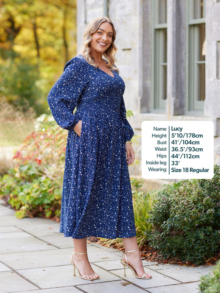 Maddie Dress - Navy Star Print