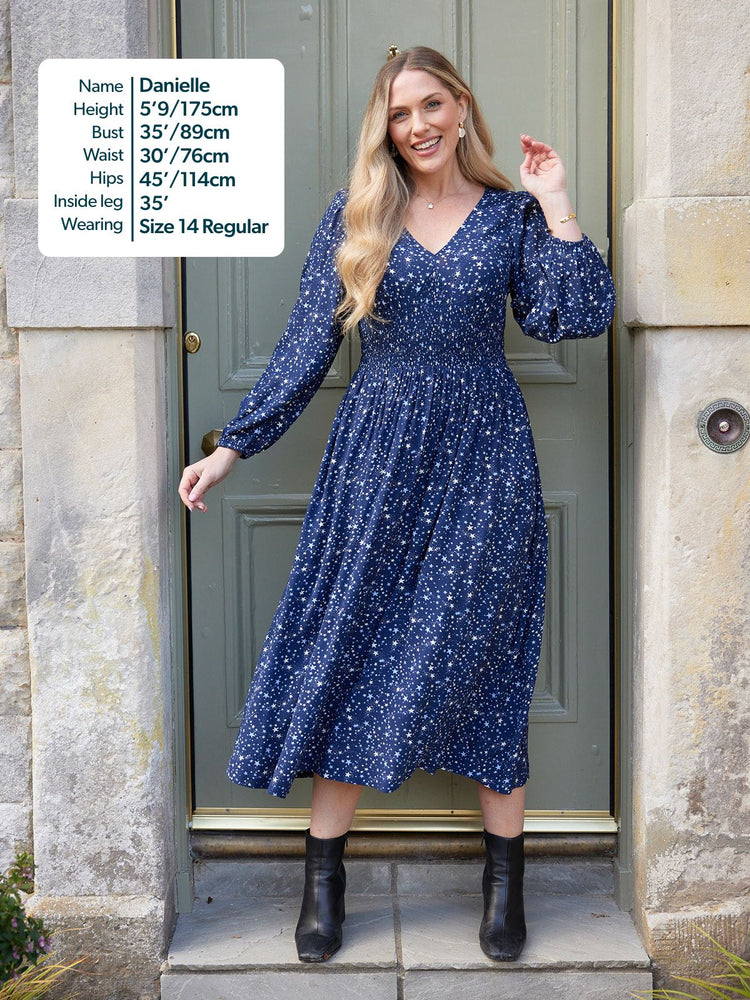 Maddie Dress - Navy Star Print