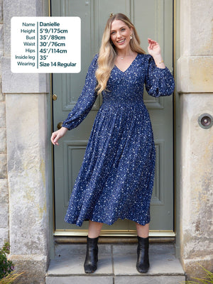 Maddie Dress - Navy Star Print
