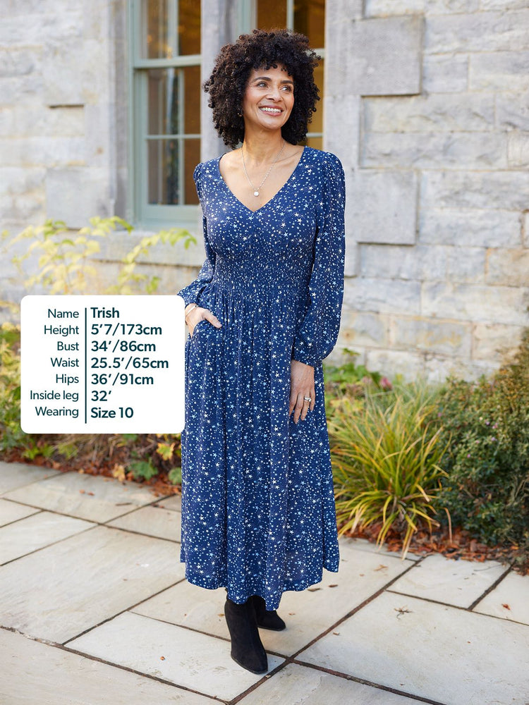 Maddie Dress - Navy Star Print