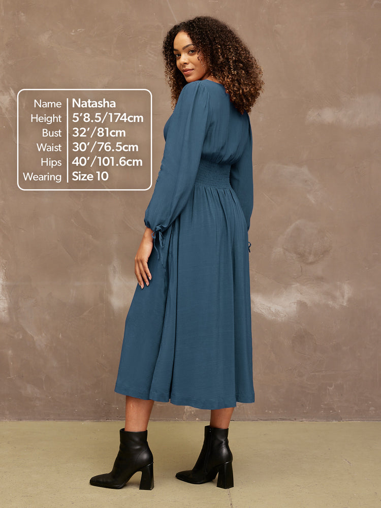 Maddie - V Neck Dress - Dark Teal