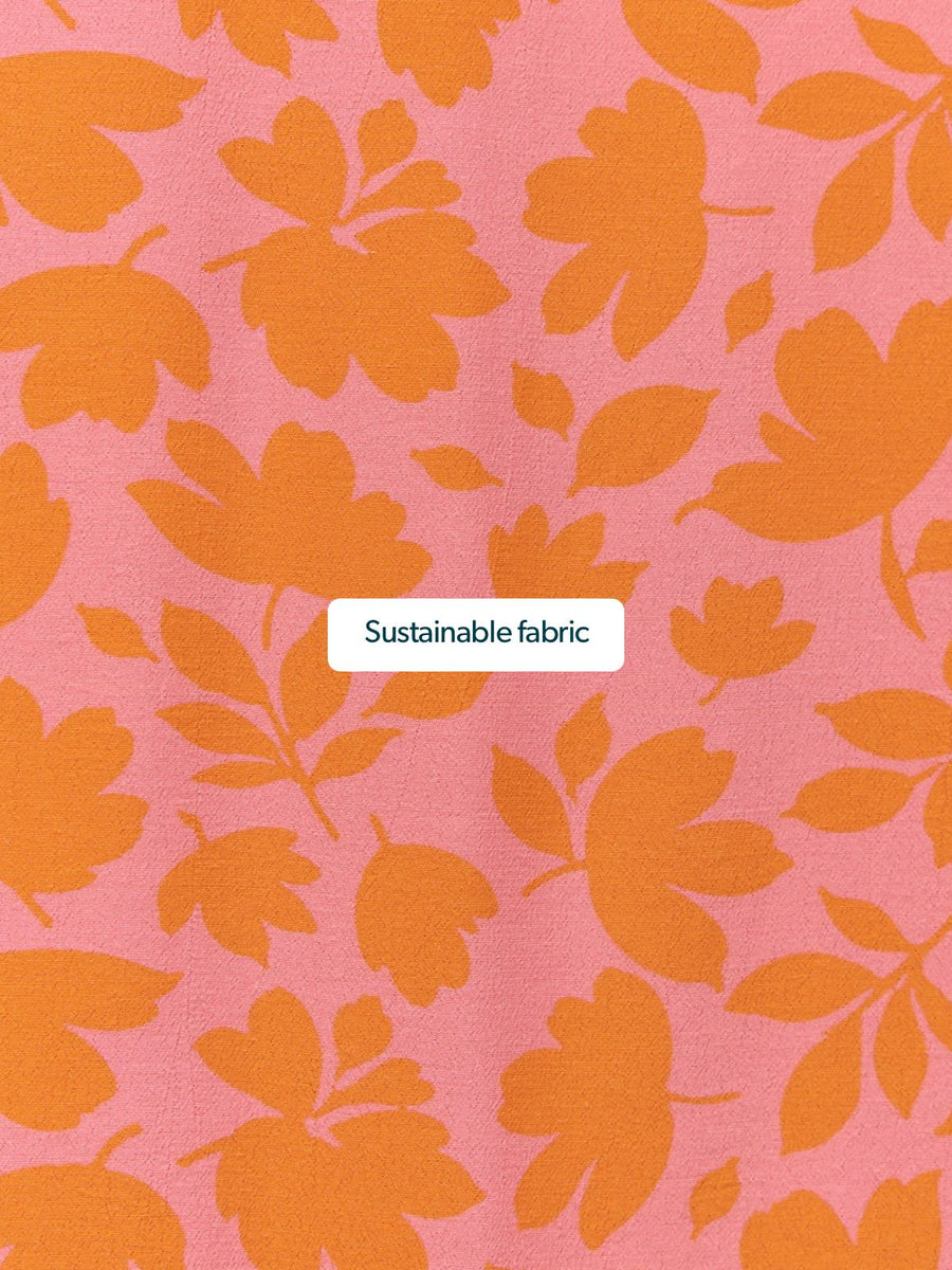 Maddie V-Neck Dress - Pink & Orange Floral Print