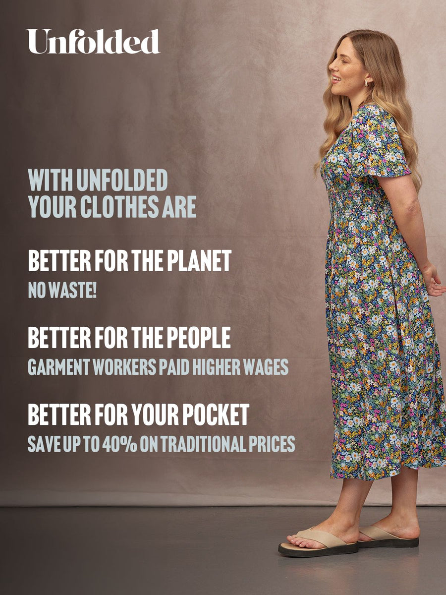 Maddie V-Neck Short Sleeve Dress - Multi-Coloured Floral Print