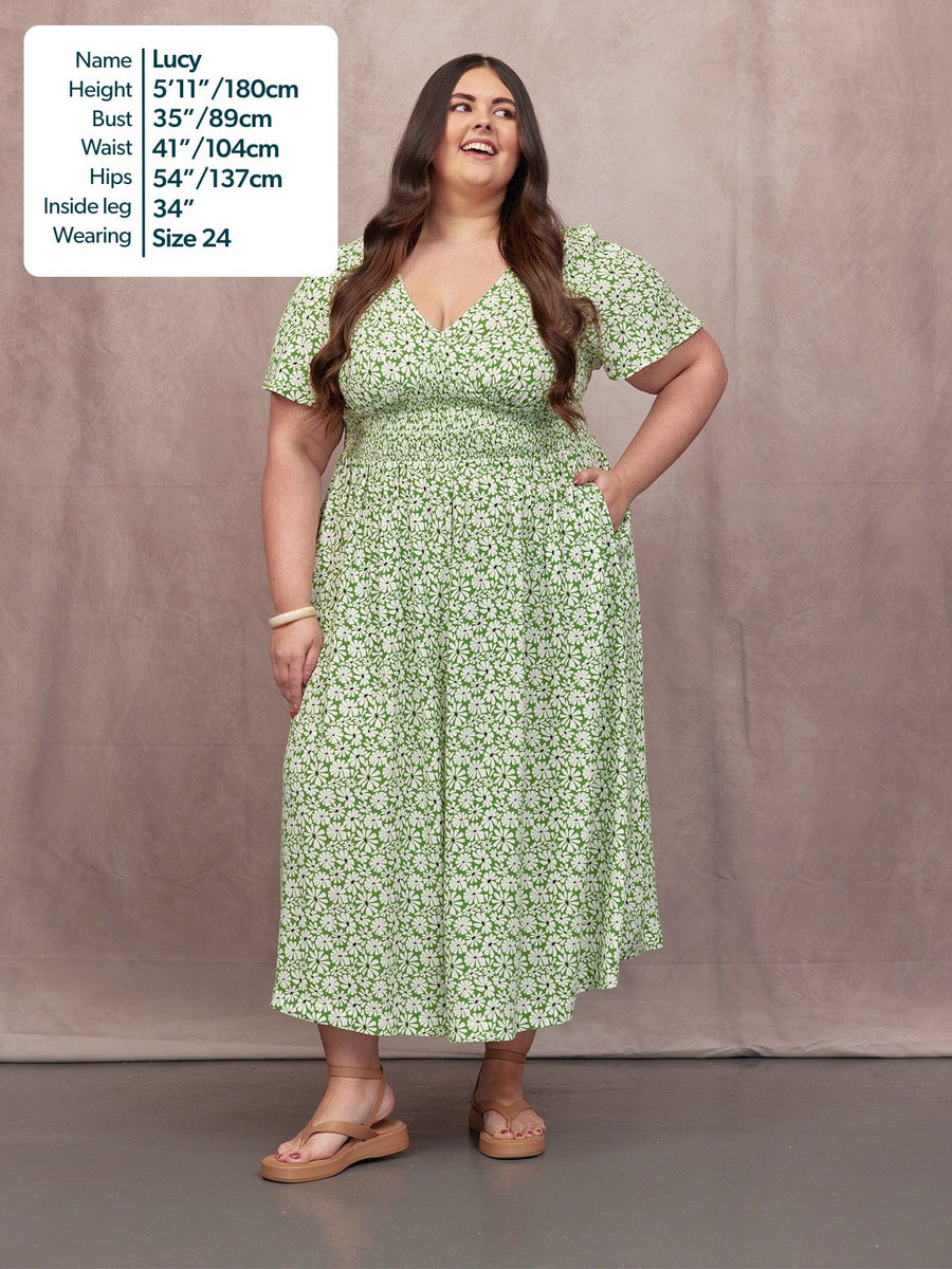 Maddie V-Neck Short Sleeve Dress - Olive Print This is Unfolded Maddie V-Neck Short Sleeve Dress - Olive Print This is Unfolded