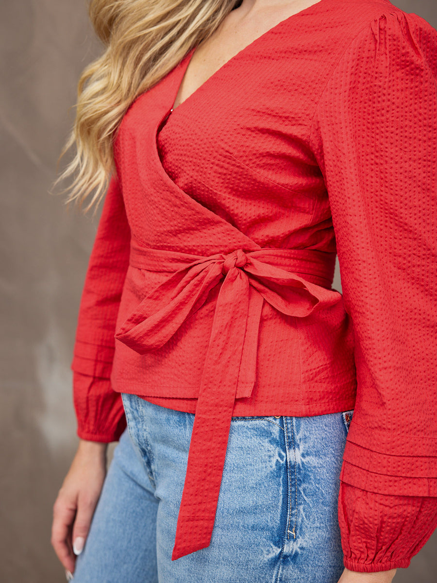 Madlein Red Seersucker Top