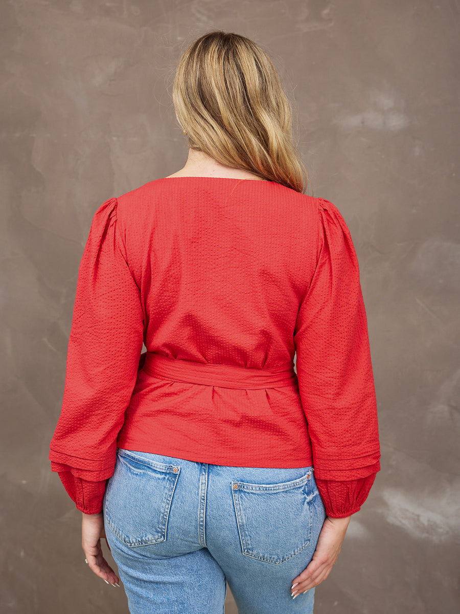 Madlein Red Seersucker Top