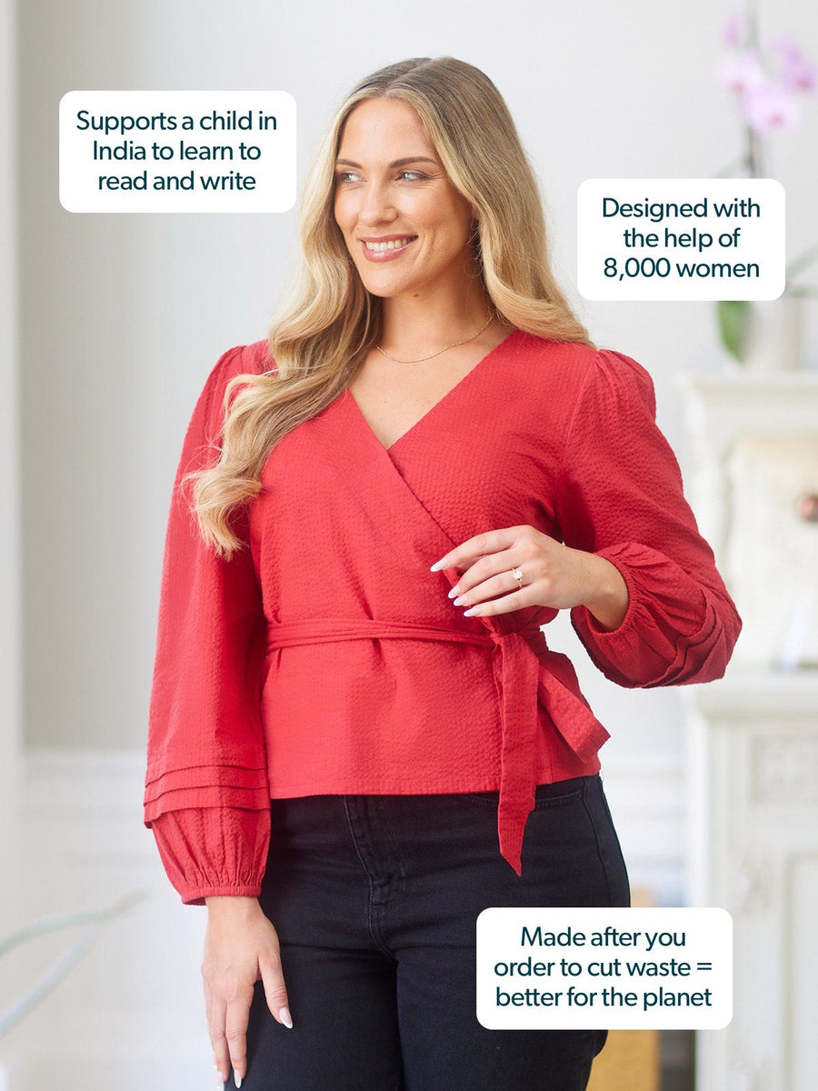 Madlein Red Seersucker Top