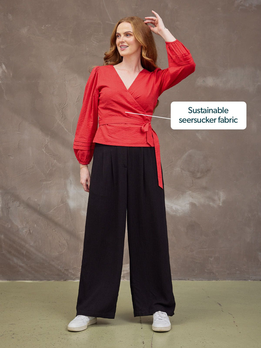 Madlein Red Seersucker Top