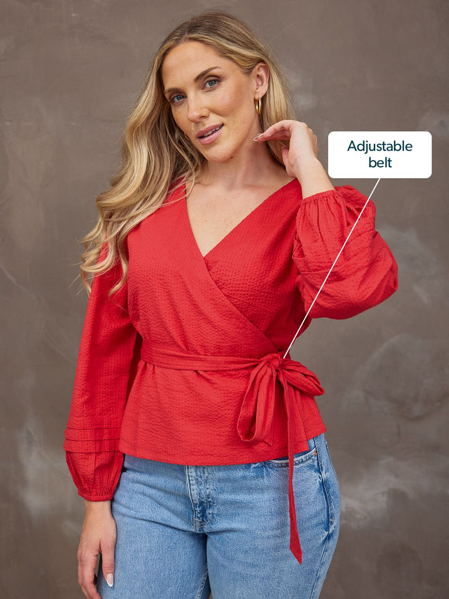Madlein Red Seersucker Top