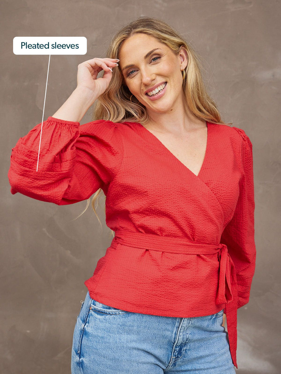 Madlein Red Seersucker Top