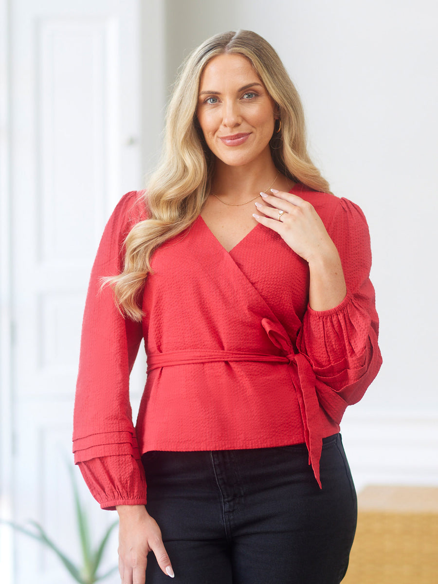 Madlein Red Seersucker Top