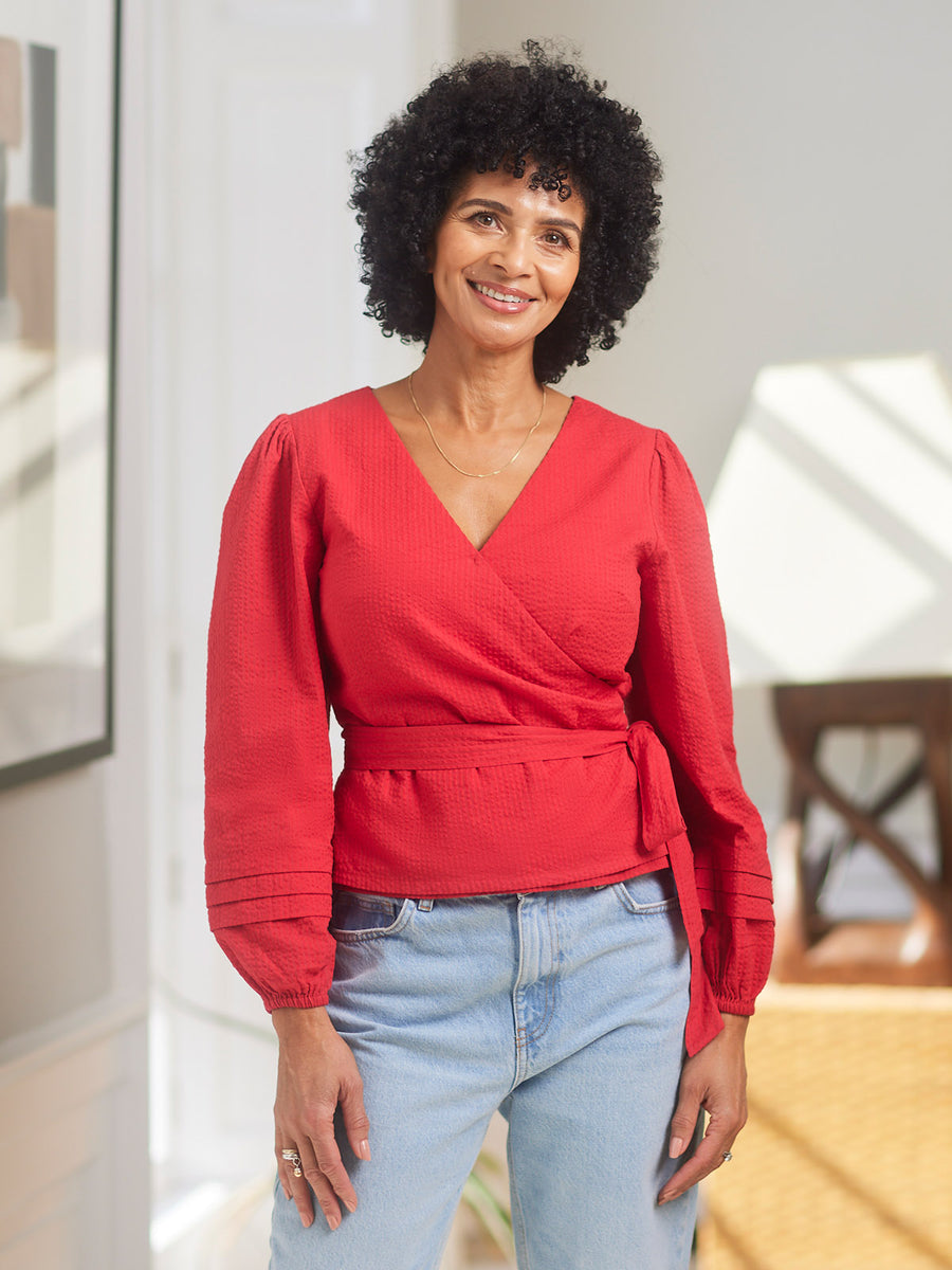 Madlein Red Seersucker Top