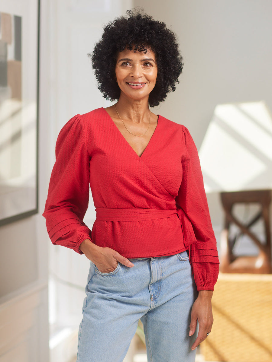 Madlein Red Seersucker Top