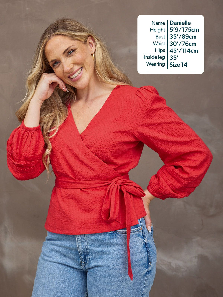 Madlein Red Seersucker Top