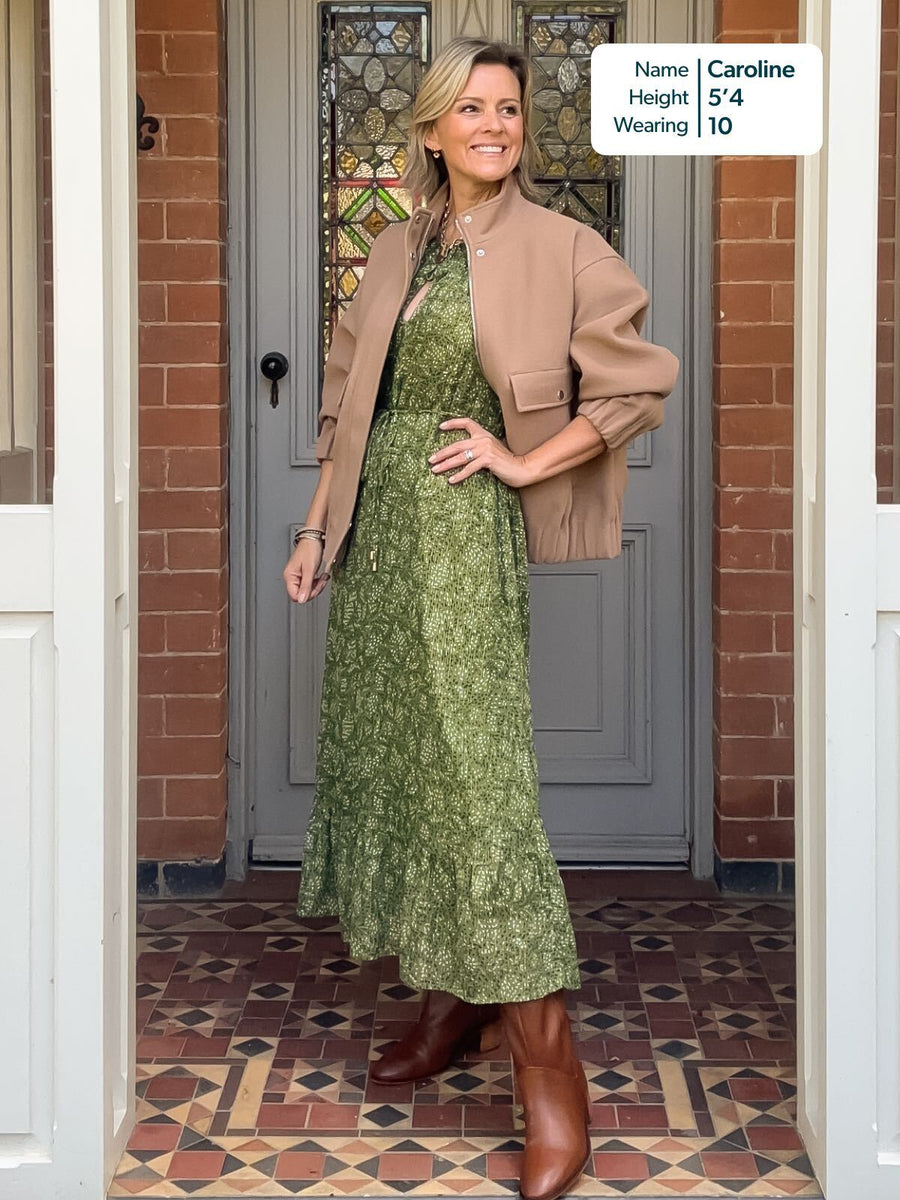 Maeve Dress - Gold Lurex & Green