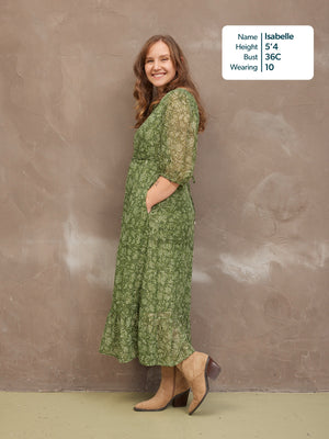 Maeve Dress - Lurex & Print Green
