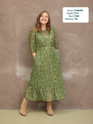 Maeve Dress - Lurex & Print Green
