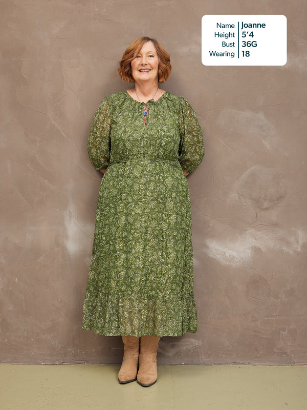 Maeve Dress - Lurex & Print Green